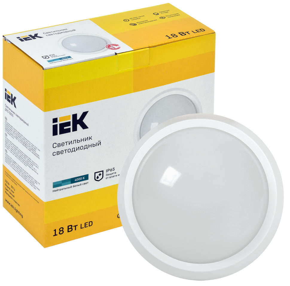  светодиодный ДПО 5050 18Вт 4000К IP65 круг белый IEK по цене .